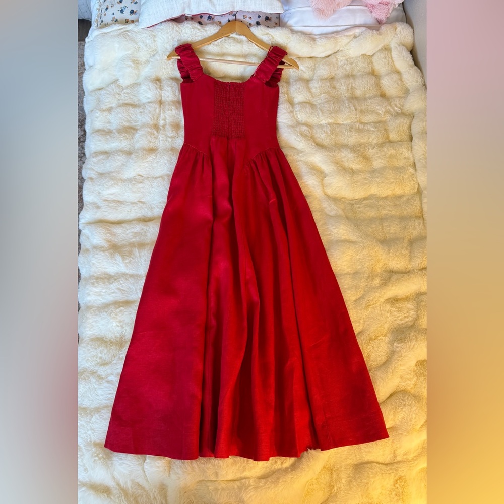 Reformation Monet Linen Dress In Lipstick, Brand new without tags, never worn. - Picture 10 of 16